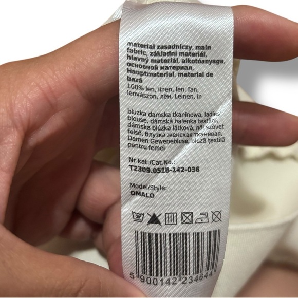 Tatuum Beige Boxy Linen Blouse OMALO – Small - Picture 13 of 13